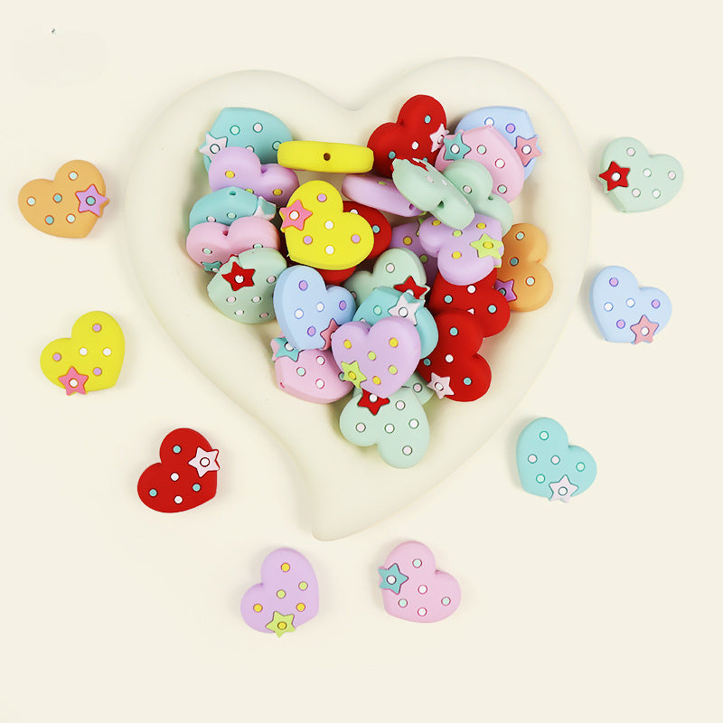 Wholesale 10PCS Love Pattern Cartoon Silicone Beads