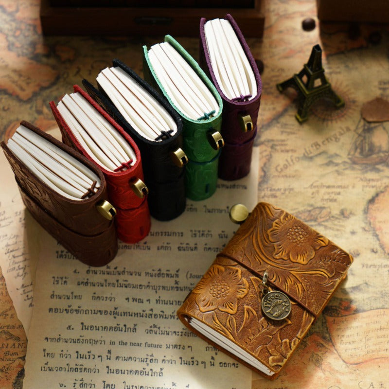 Wholesale Traveler MINI Loose leaf Notebook with Head Layer Real  Leather Pocket Notebook