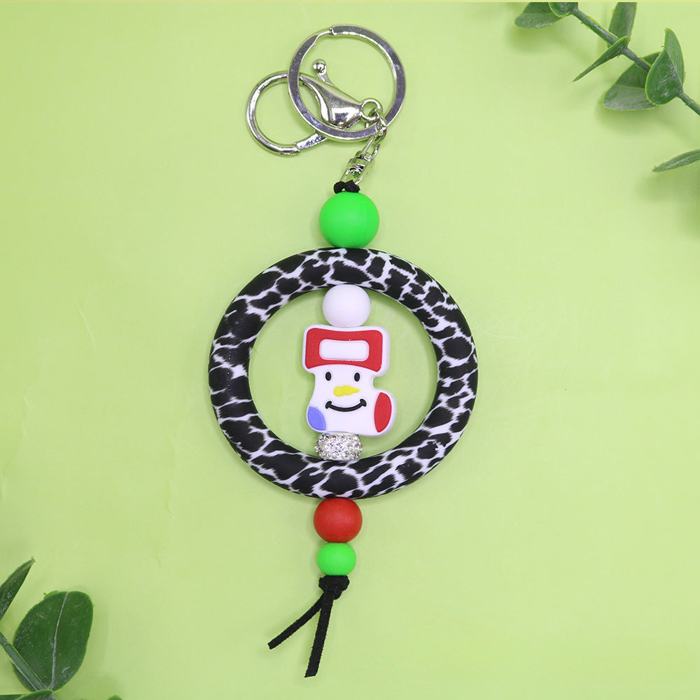 Wholesale Christmas Silicone Bead Keychain
