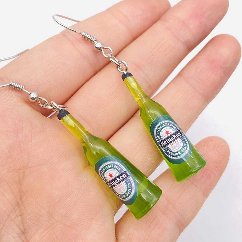 Wholesale Mini Simulated Wine Bottle Resin Three-dimensional Pendant Earrings