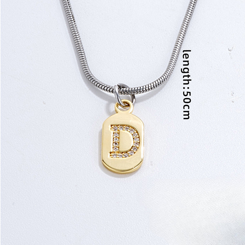 Wholesale Stainless Steel Zircon Inlaid English Letter Necklaces