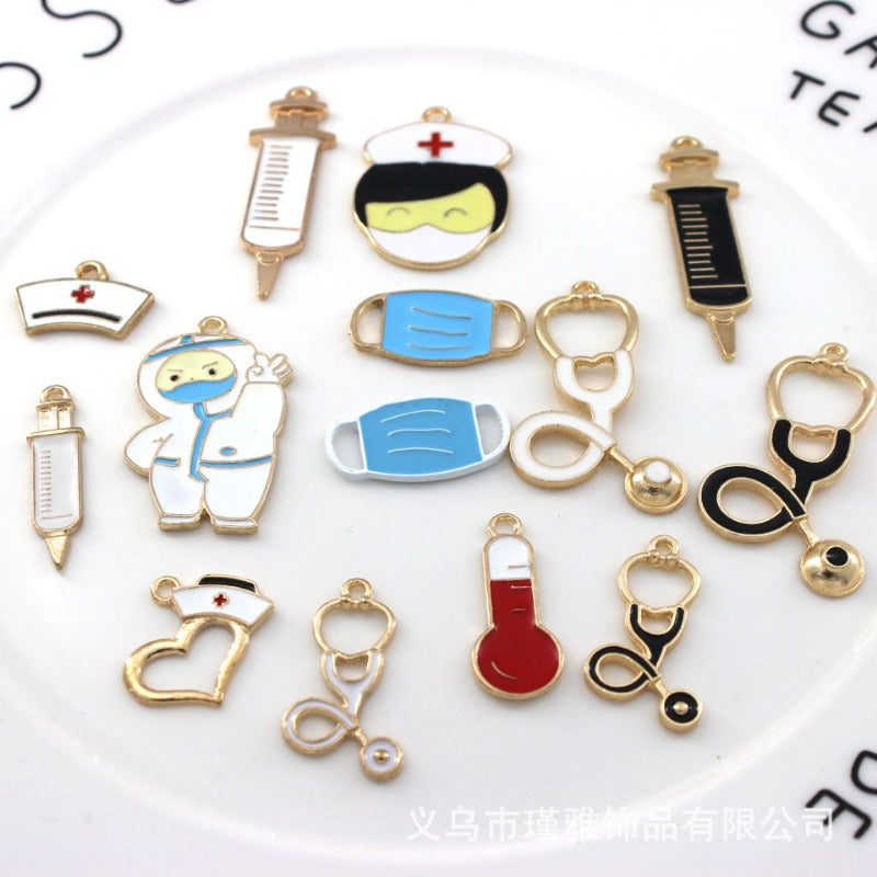 Wholesale 10pcs Doctor Nurse Thermometer Alloy Oil Drop Pendant Diy Pendant