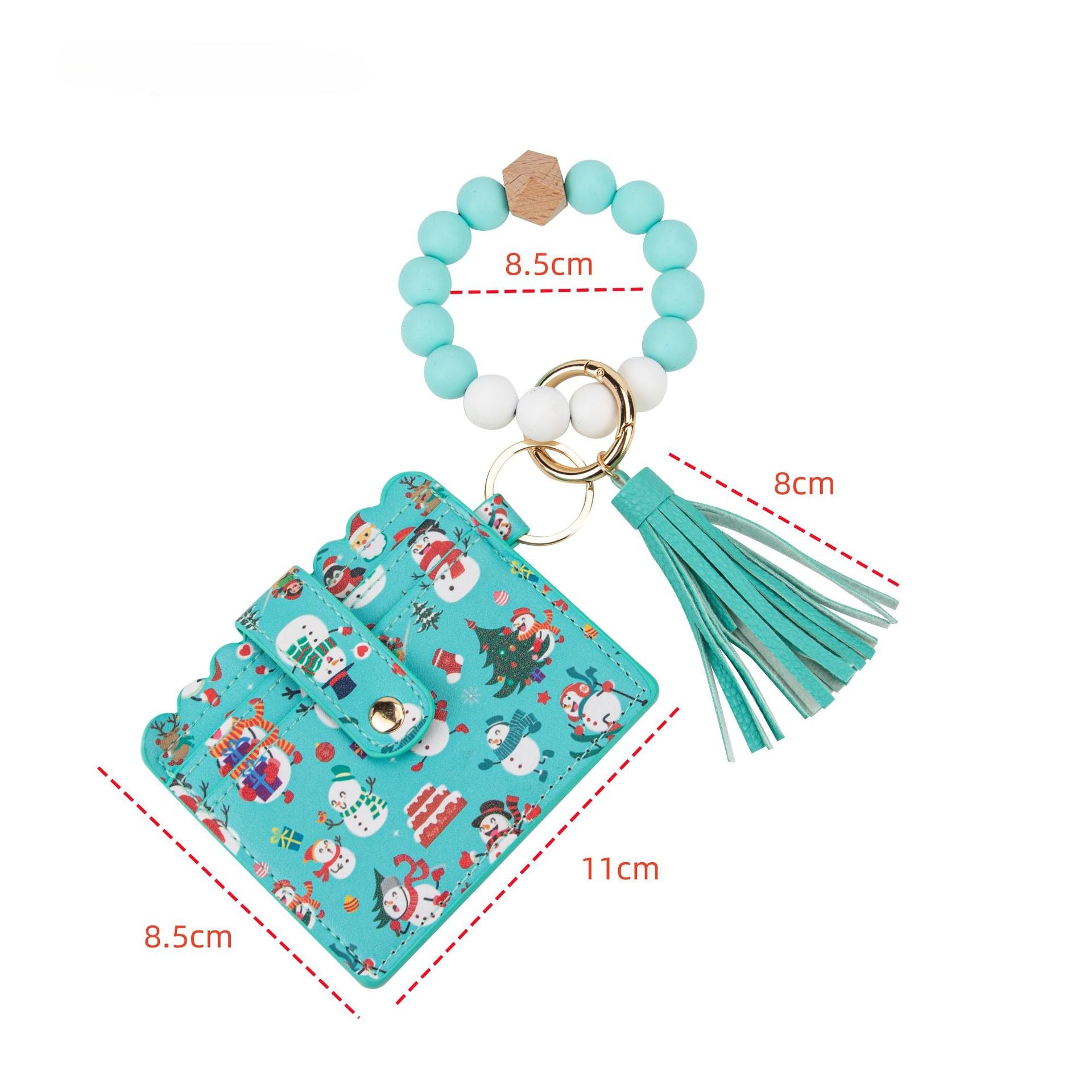 Wholesale Christmas Card Holder Silicone Beaded Wrist Keychain