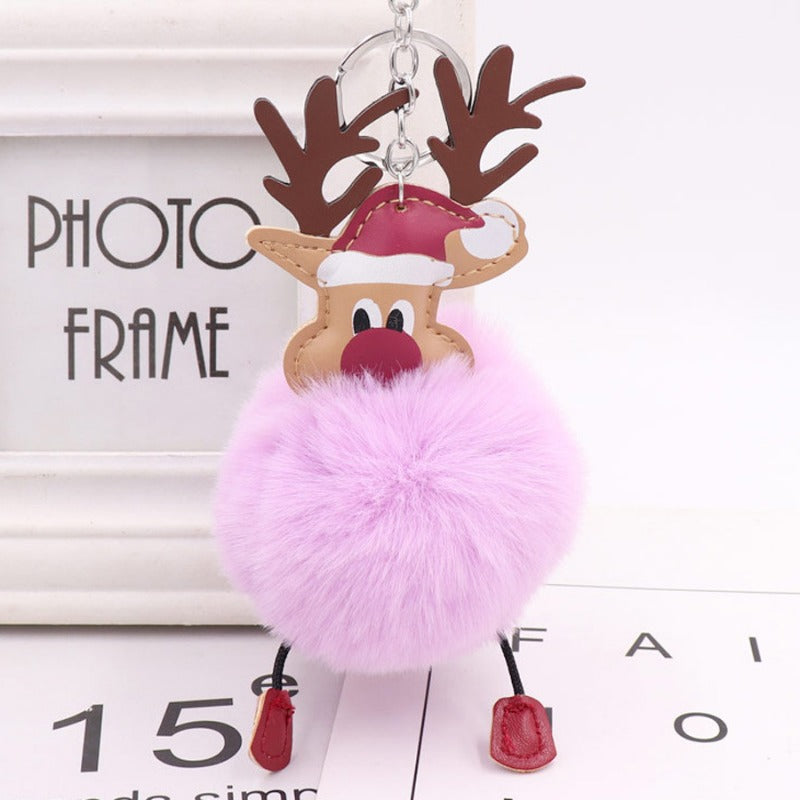 Wholesale Winter Christmas Deer Hairball Cute Elk Plush Keychains