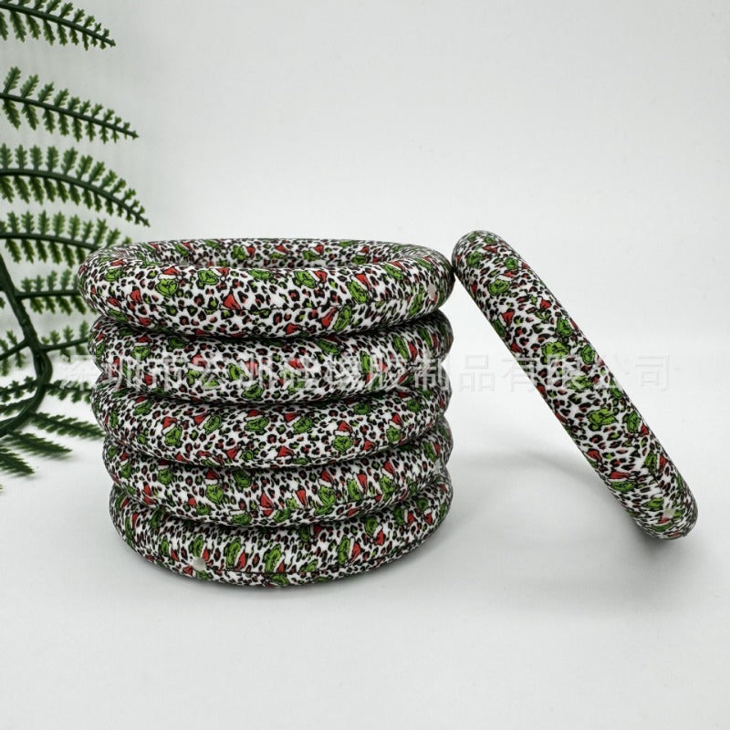 Wholesale 10pcs DIY Printed Ring Silicone Beads