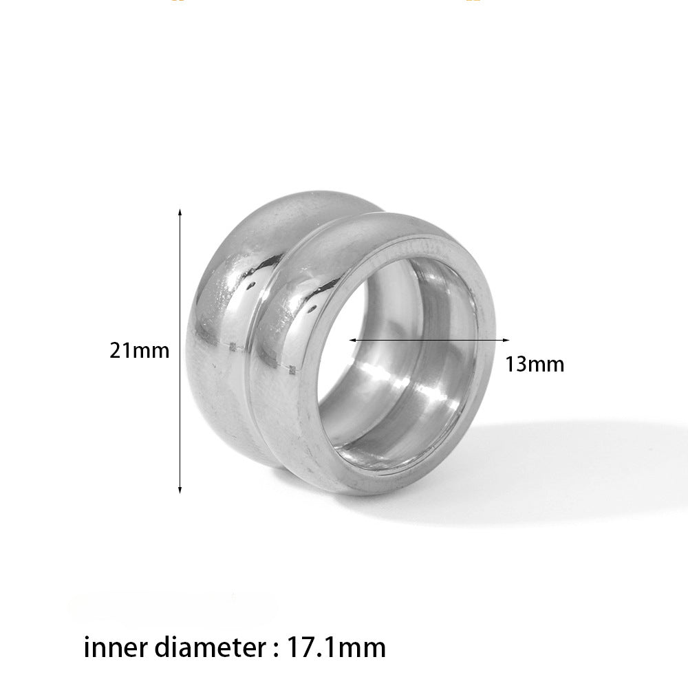 Wholesale Stainless Steel Wide Edged Double-layer Rings