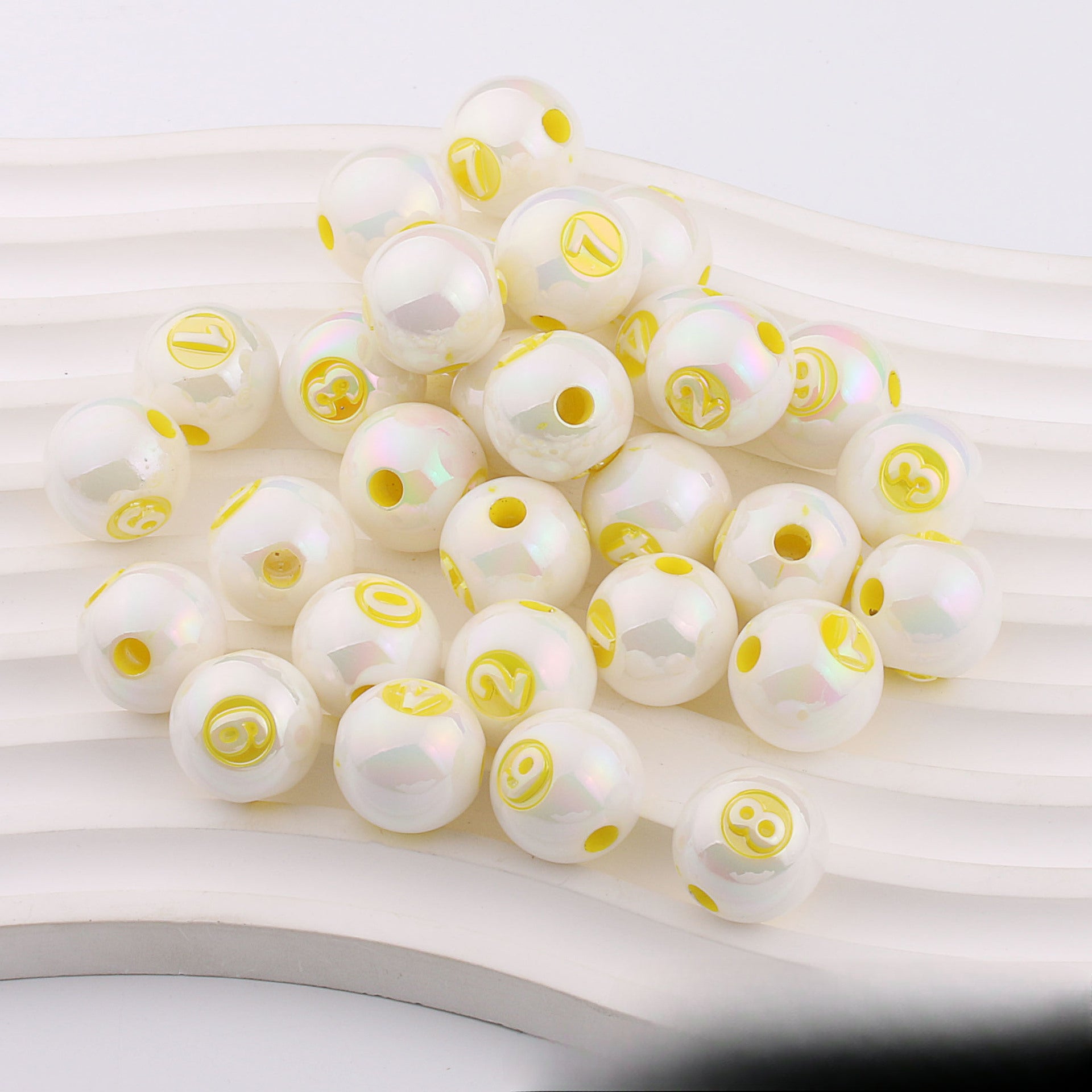Wholesale 50pcs Mapei Color Digital UV Plating Color Straight Hole DIY Beads
