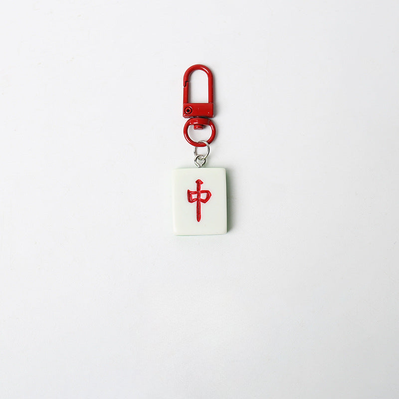 Wholesale Mahjong Pendant Plastic Keychain