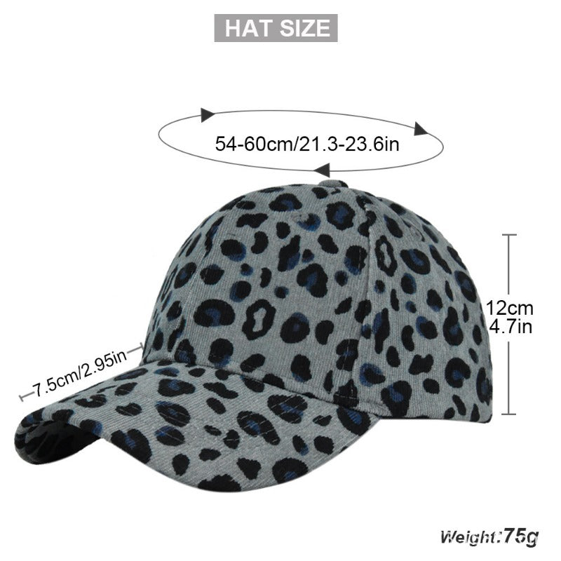 Wholesale Leopard Print Curved Brim Fashion Corduroy Spring and Autumn Warm Sunshade Youth Sports Hat