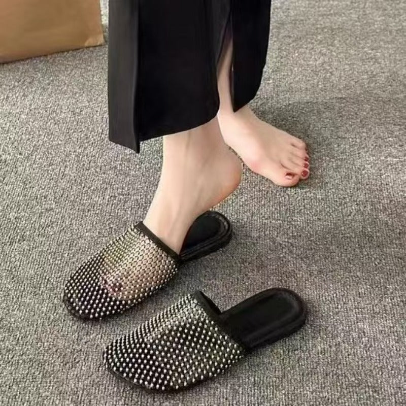 Wholesale All-match Rhinestones Closed Toe Fashionable Full Diamond Slippers