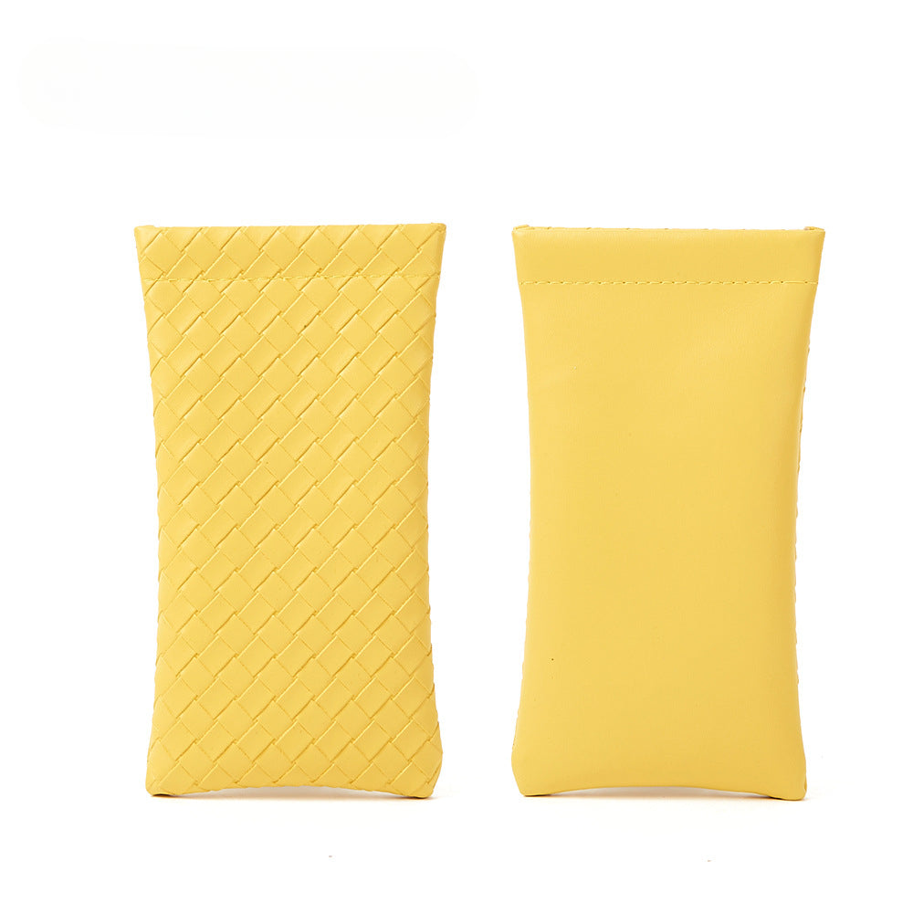 Whoelsale Solid Color Woven PVC Leather Eyewear Storage Bag