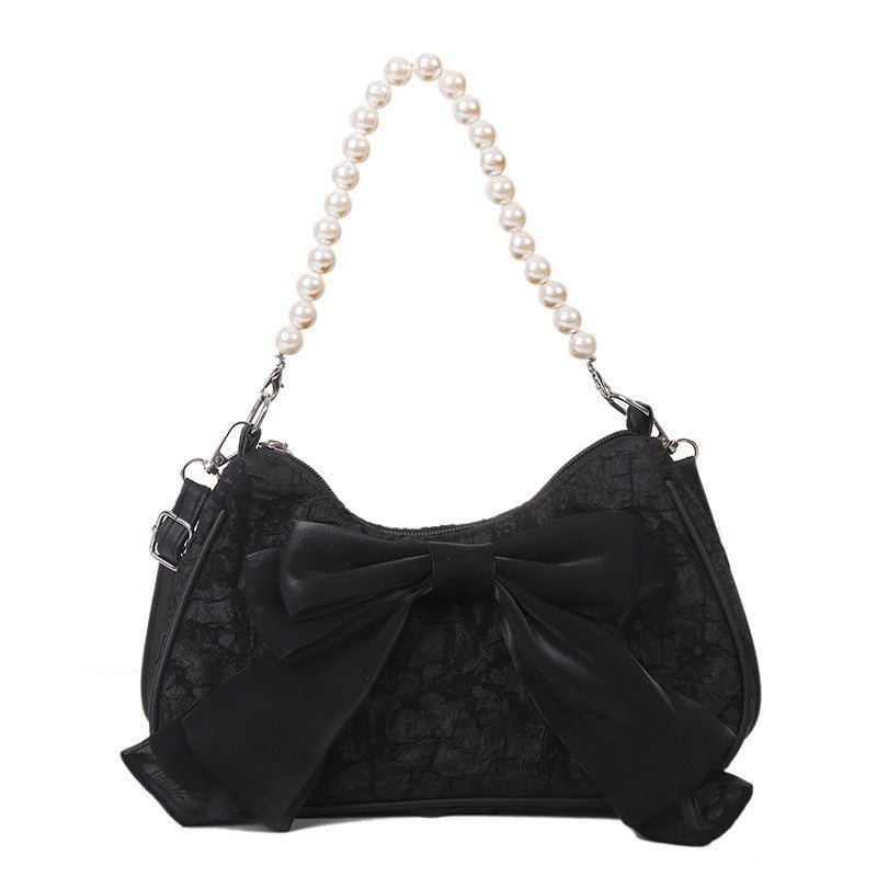 Wholesale Retro Bowknot Fashion Pearl Underarm Shoulder Crossbody Bag