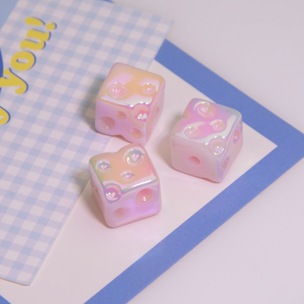 Wholesale 10pcs Two Color Cheese Cube Acrylic Luminous Beads