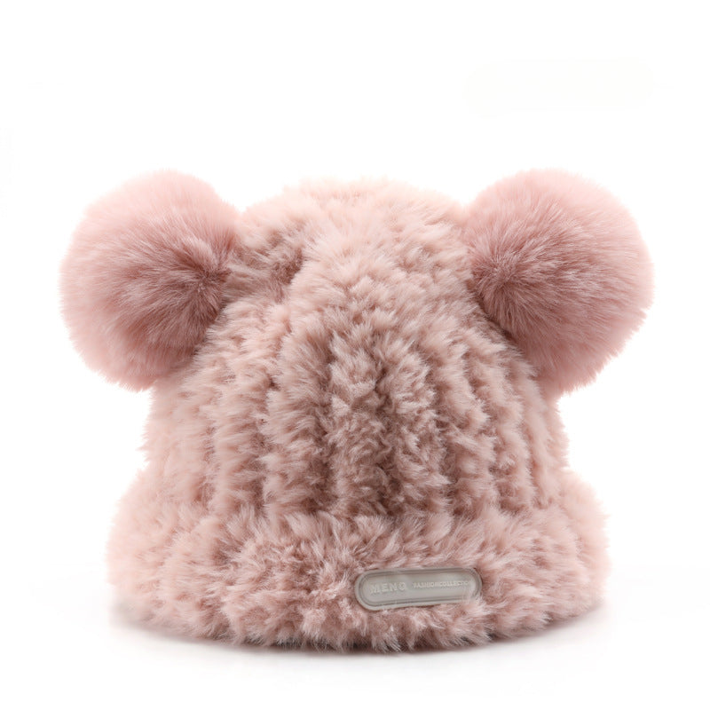 Wholesale Warm Autumn and Winter Wool Ball Wool Hats, Cold Resistant Ear Protection Knitted Hats