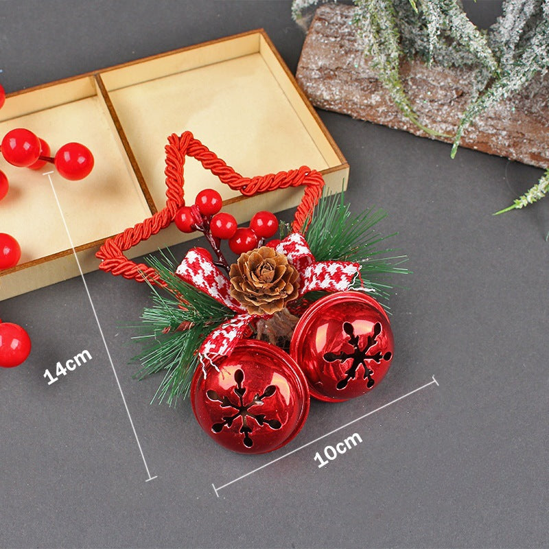 Wholesale Christmas Tree Decorations, Five Pointed Star Metal Bell Pendants