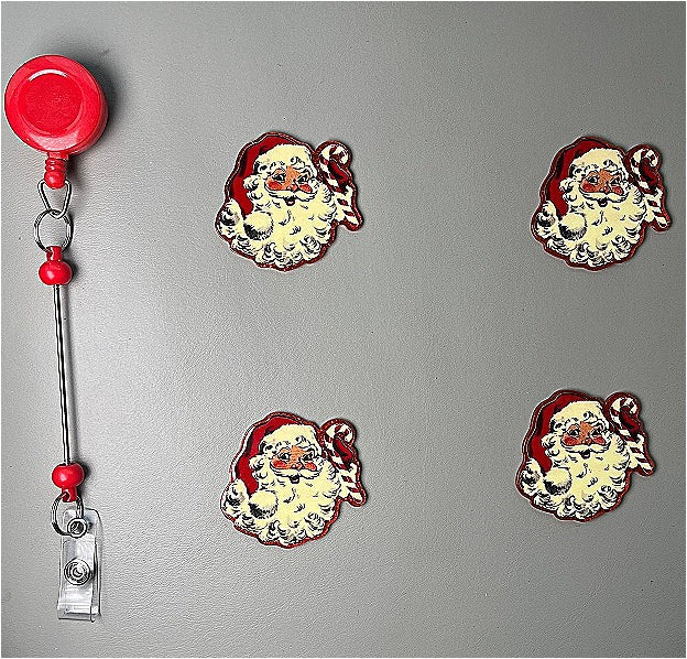 Wholesale 10pcs/Pack Santa Claus with A Long Beard DIY Acrylic Flatbacks for Badge Reels Keychains
