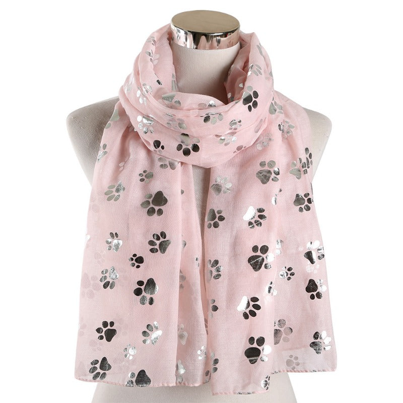 Wholesale Windproof Warm Dog Paw Print Hot Silver Temperament Shawl Scarf