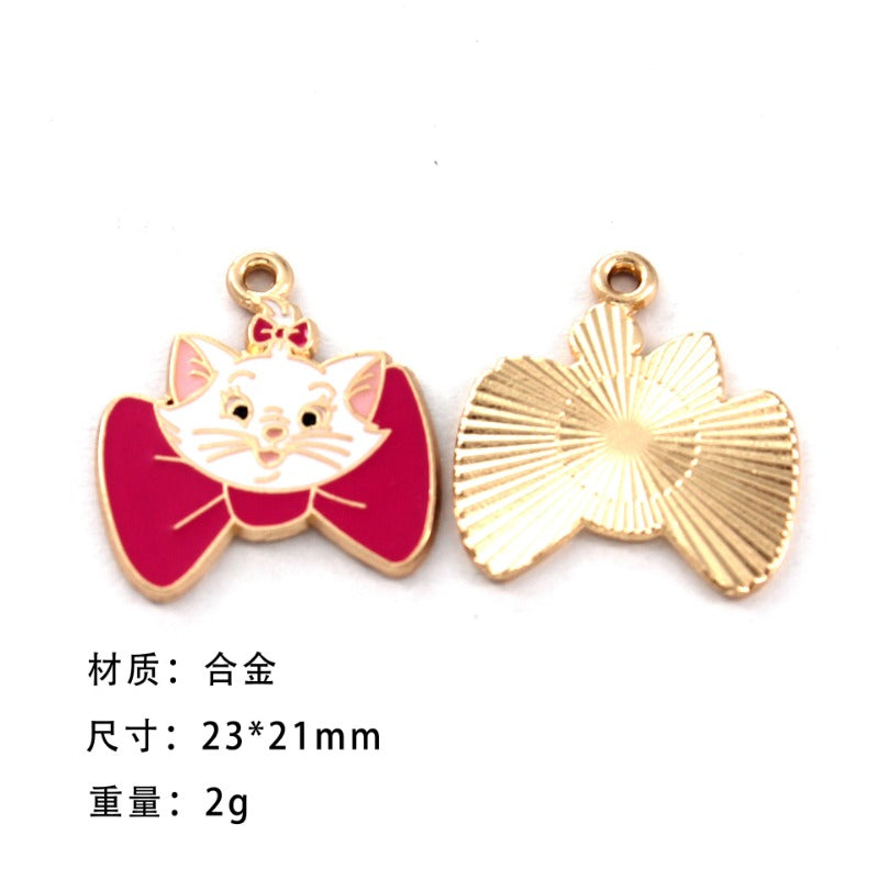 Wholesale 10pcs Cartoon Anime DIY Dream Cat Alloy Oil Drop Pendant