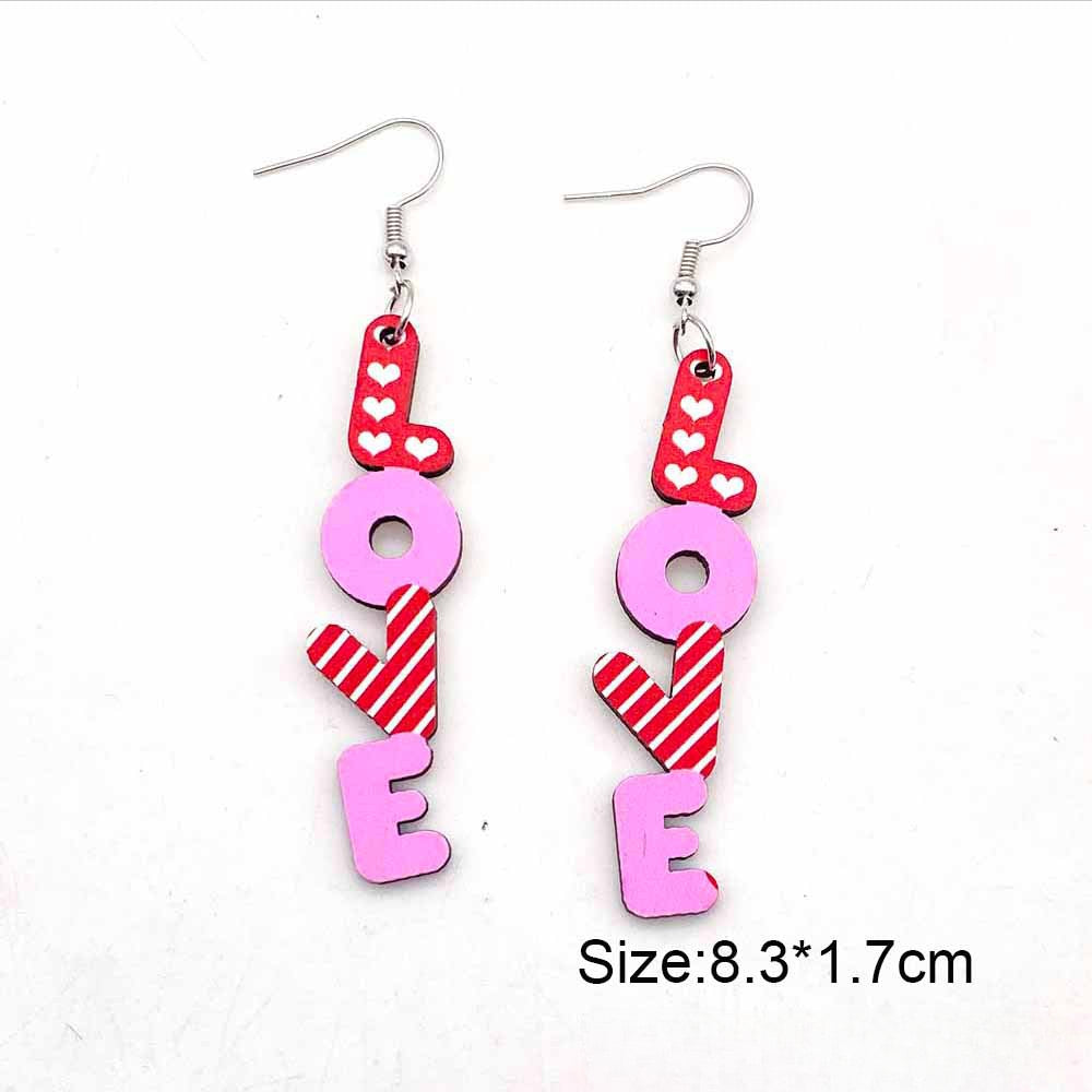 Wholesale Valentine's Day LOVE Love Wooden Earrings