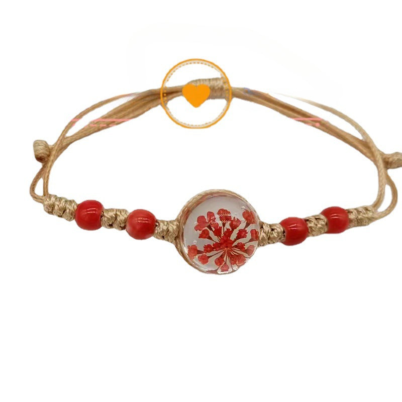 Wholesale Woven Colored Ceramic Beads Natural Real Flower Bracelet