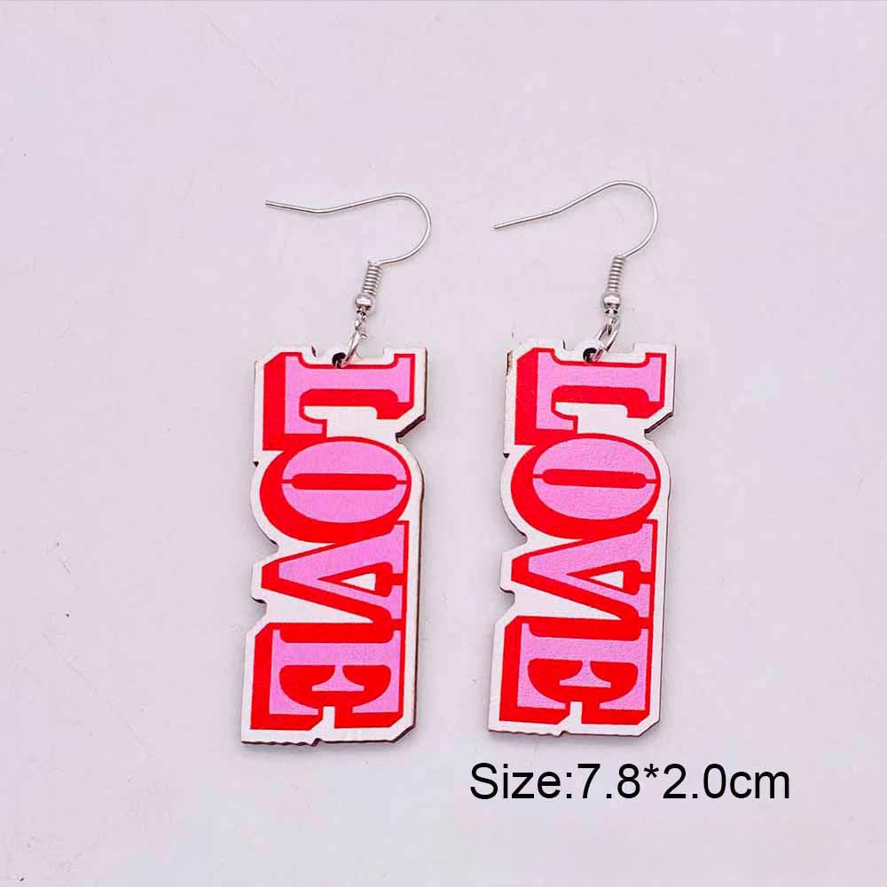 Wholesale Valentine's Day LOVE Love Wooden Earrings