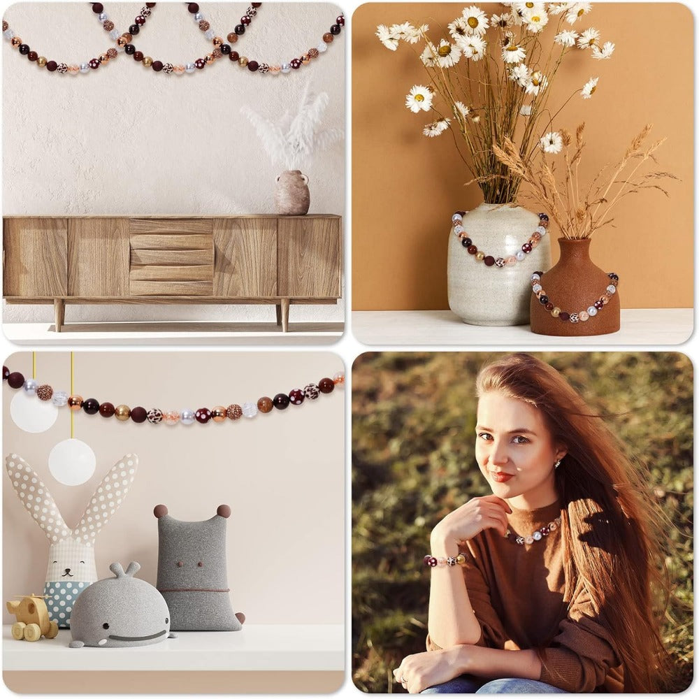 Wholesale Whaline 50Pcs Chunky Bubblegum Beads 20mm Brown White Cow Beads 12 Styles Mixed Chocolate Milk Beads Set Spacer Bead Chunky Beads Jumbo Plastic Beads for DIY Jewelry Making