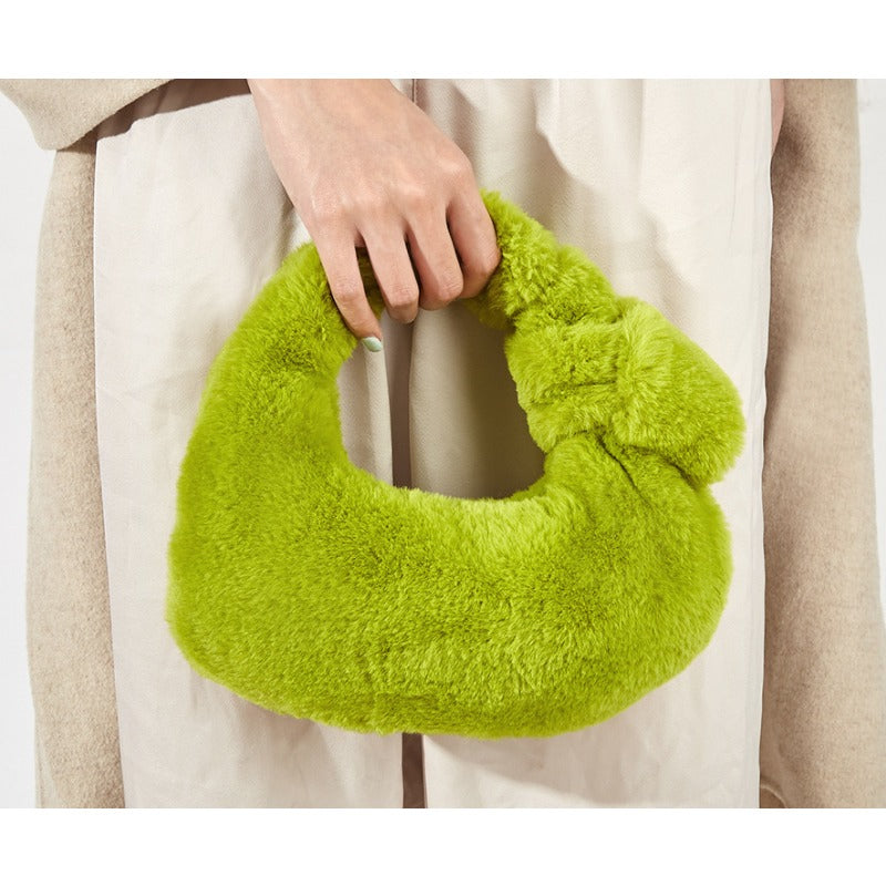 Wholesale Solid Color Knotted Plush Storage Bag