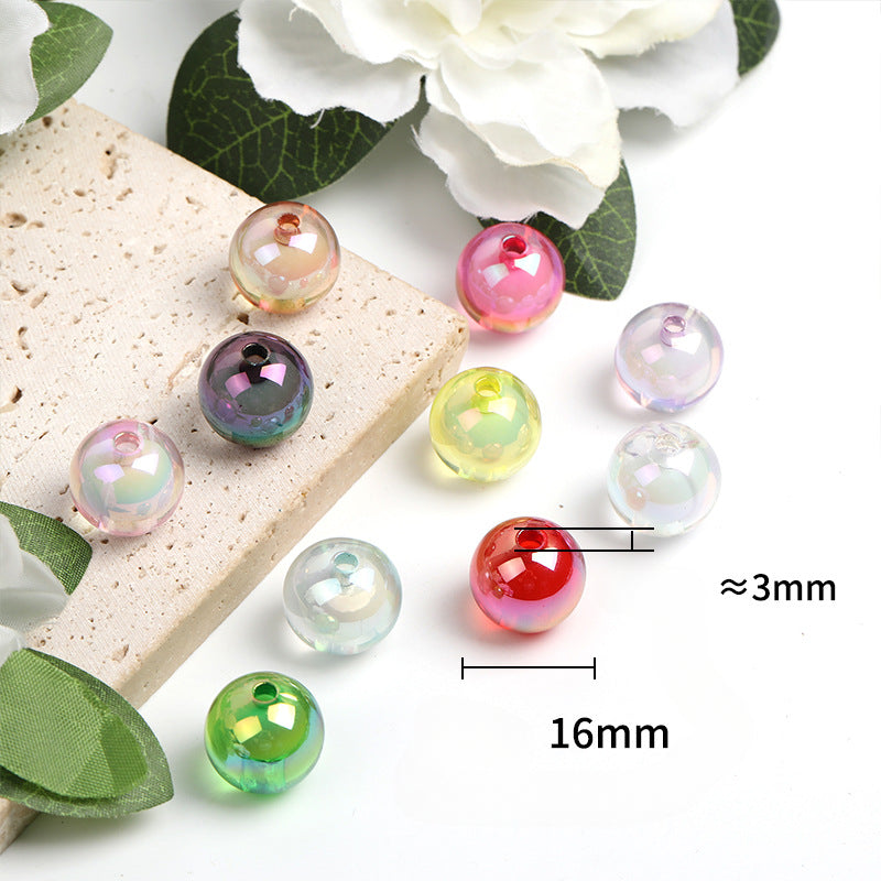 Wholesale 100pcs16mm Transparent Beads Medium Beads UV Electroplated Acrylic Round Beads