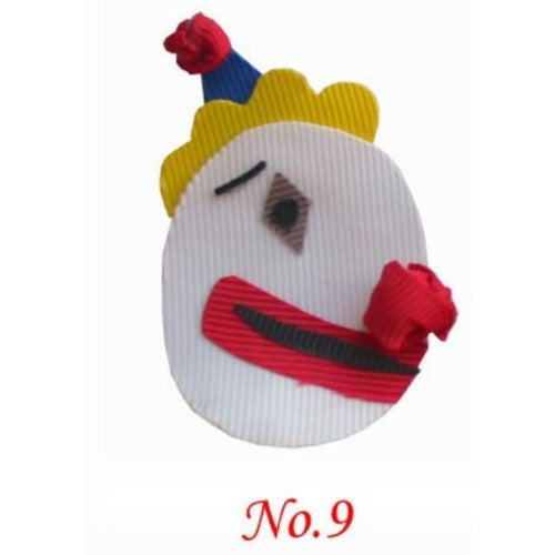 Wholesale of 10pcs Circus Clown Fabric Children's Hair Clips