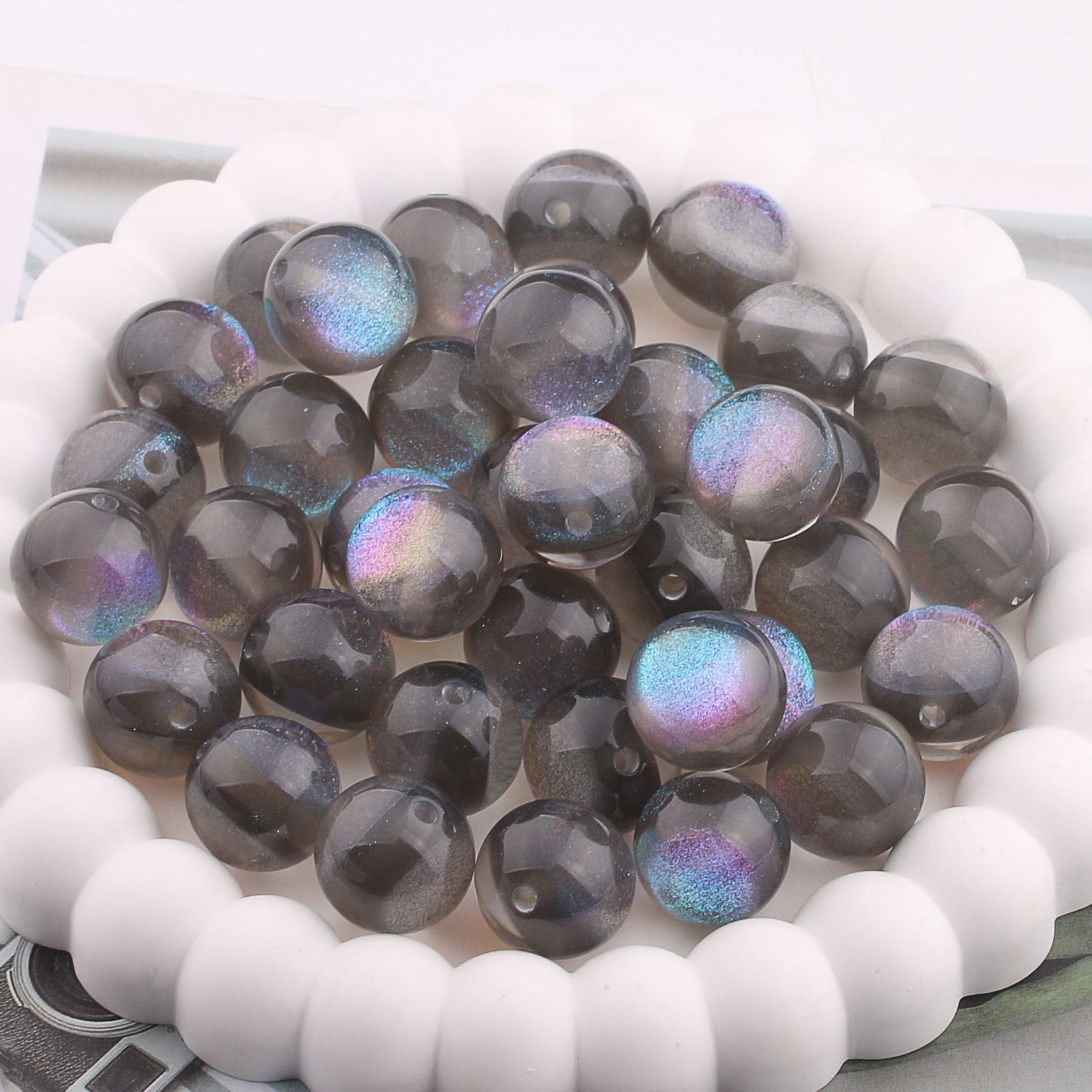 Wholesale 200PCS Colorful Straight Hole Resin Balls