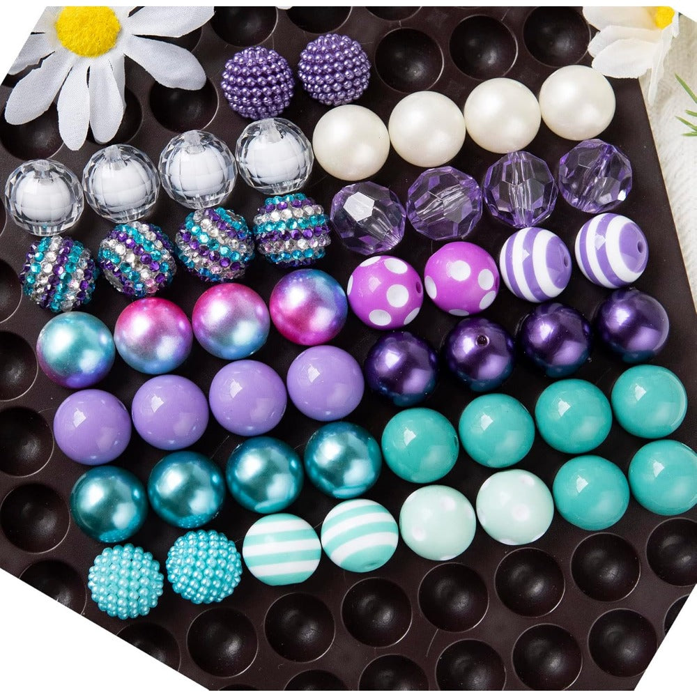 Wholesale Beads for pens, 50pcs 20mm Beads for Beadable Pens Mix, Bubblegum Beads 20mm Bulk, 20 mm Beads for Bead Pens, Large Chunky beads Bubble Gum Beads for Pen Making,  (Mermaid/PurpleBlue)