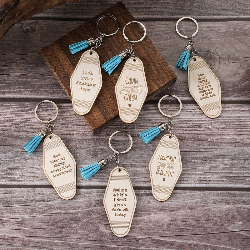 Wholesale Wooden Tassel English Letter Creative Earrings
