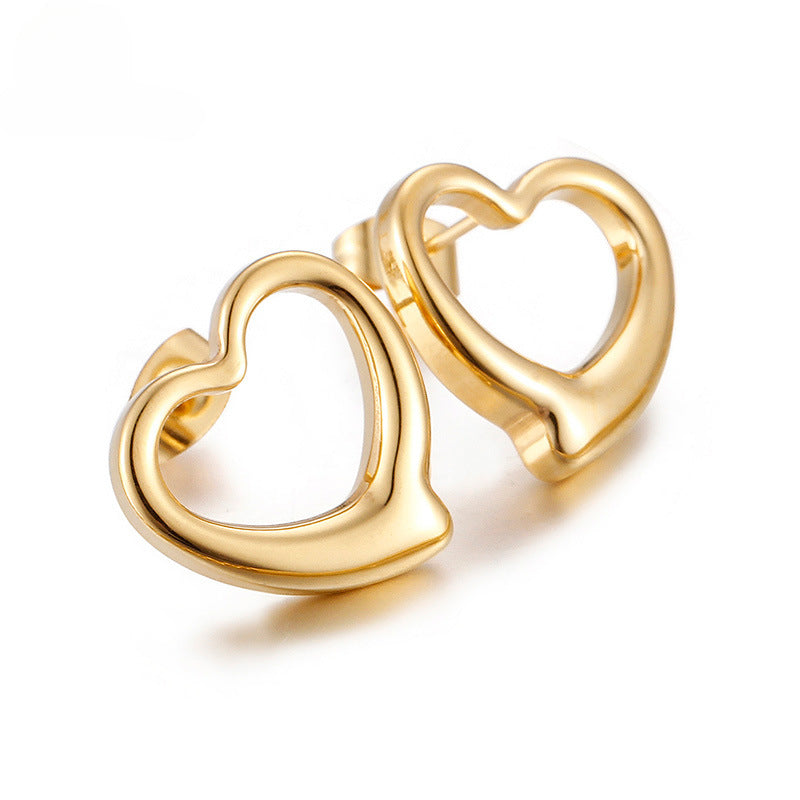 Wholesale Women's Heart-shaped Sweet Gold Plated Earring
