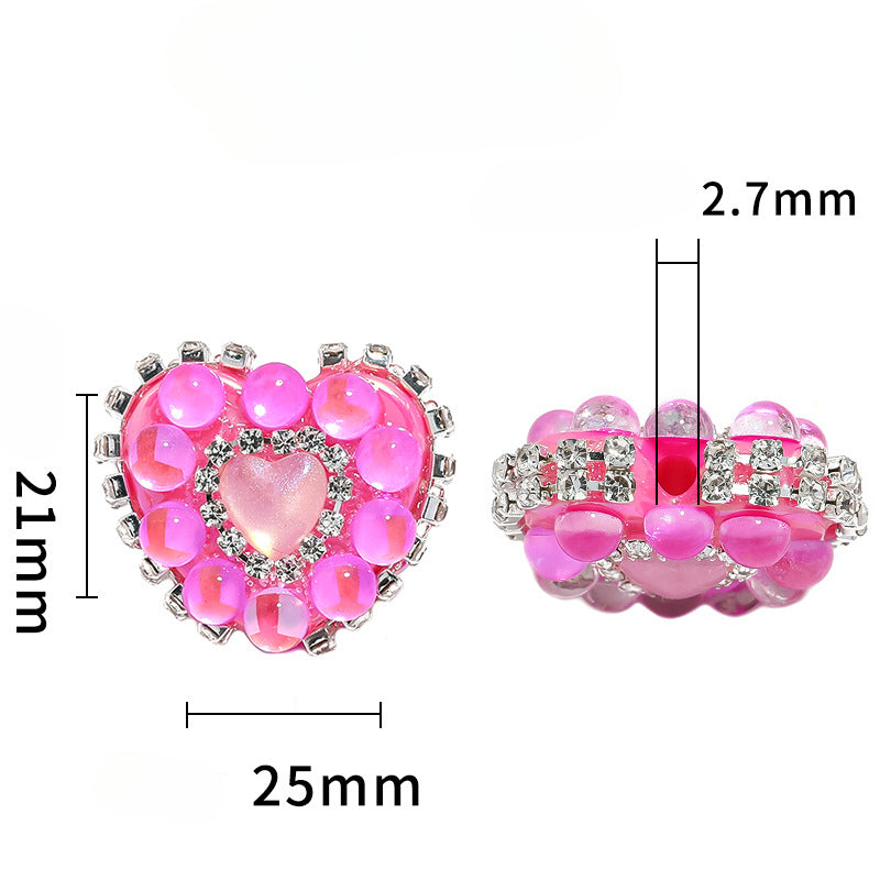 Wholesale DIY Aurora Mermaid Love Beads Rhinestone Chain Acrylic Beads