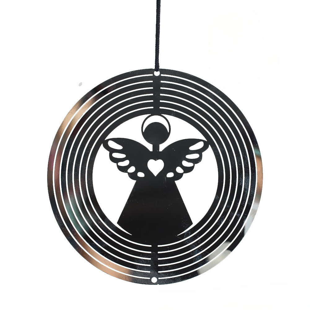 Wholesale10CM Silver 3D Wings Angel Stainless Steel Rotating Wind Chime