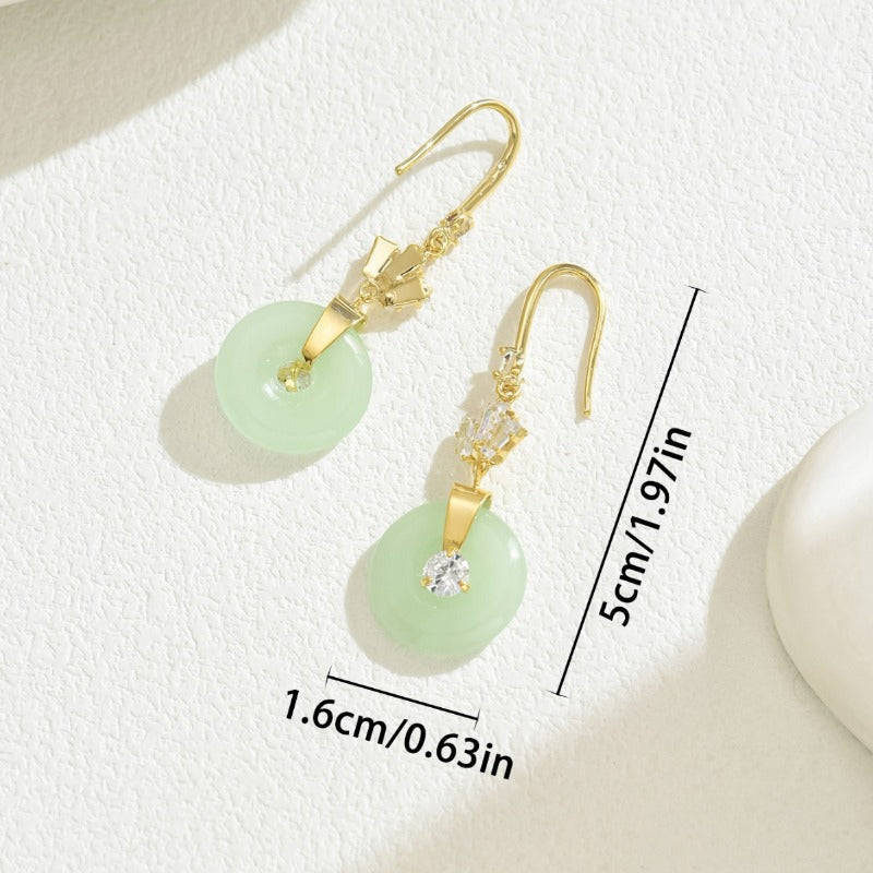 Wholesale Literary Retro Palace Style Chinese Auspicious Clouds Inlaid with Jade High-end Versatile Design Earrings