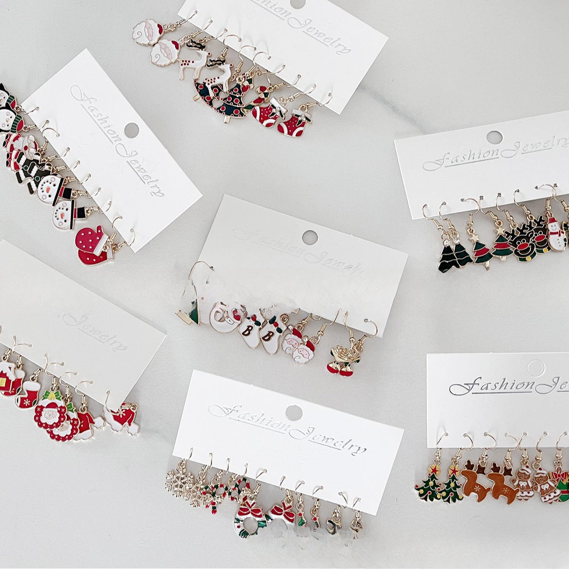 Wholesale 5pcs/pack Dripping Christmas Earrings Bell Elk Stud Earrings