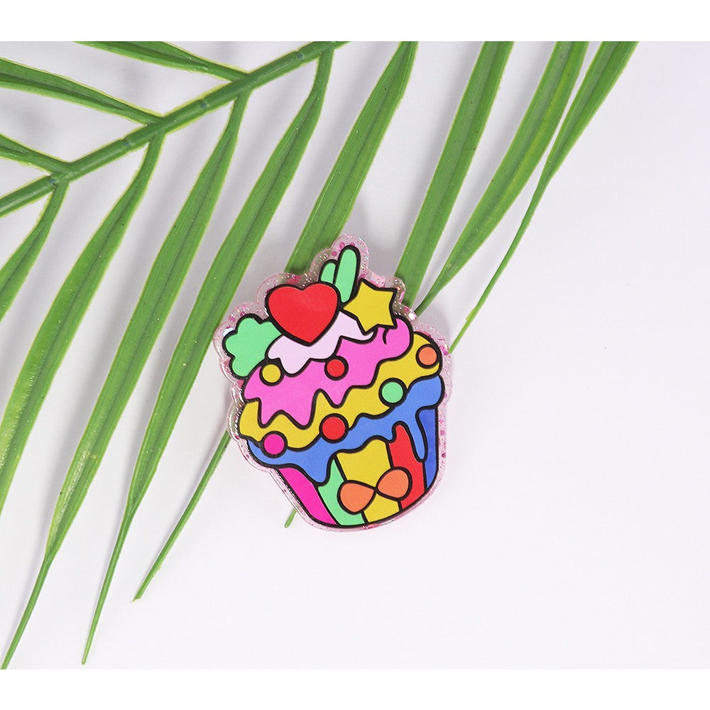 Wholesale 10pcs Cartoon Puzzle Peach Heart Ice Cream Acrylic DIY Patch Accessories