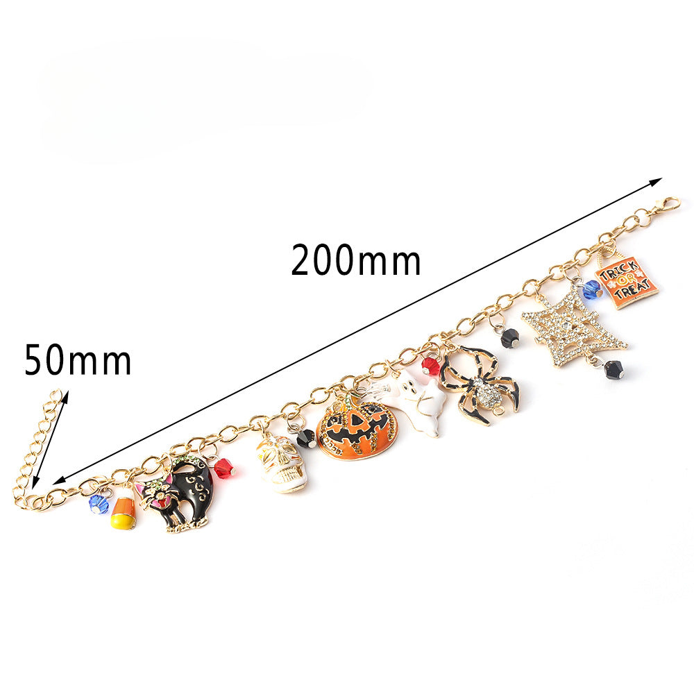 Wholesale 2PCS Halloween Pumpkin Head Ghost Spider Alloy Bracelet