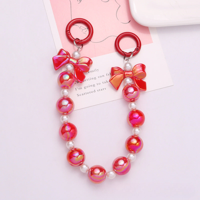 Wholesale Colorful Acrylic Burst Beads Gradient Bow Keychain