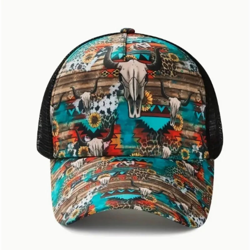 Wholesale Western Style Cross Ponytail Aztec Baseball Cap