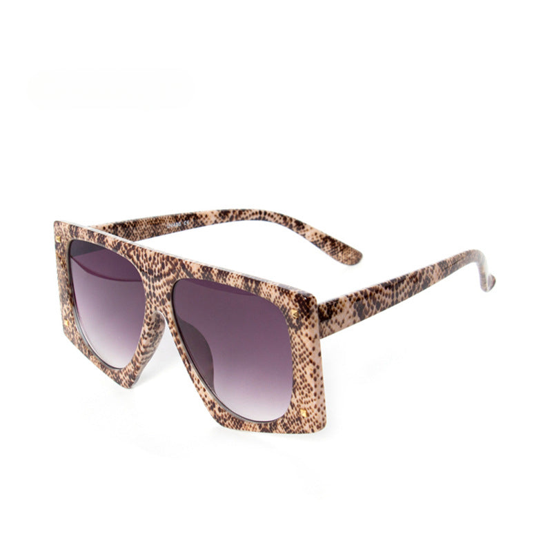 Wholesale Square Frame Leopard Print Large Frame PC Sunglasses