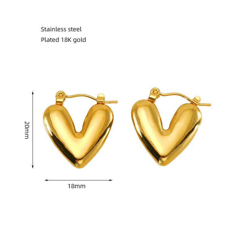 Wholesale Stainless Steel Plated 18K Gold Hollow Heart Earrings