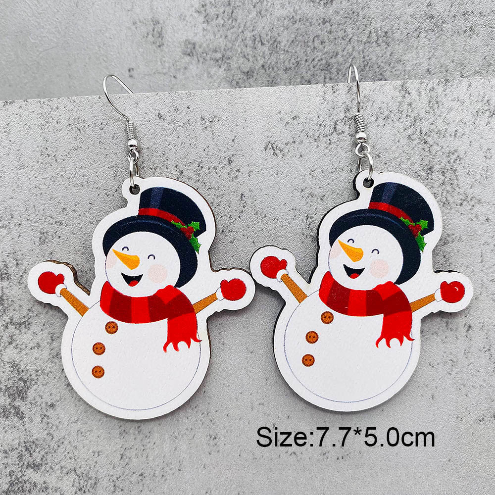 Wholesale Christmas Santa Claus Christmas Socks Elk Wooden Earrings