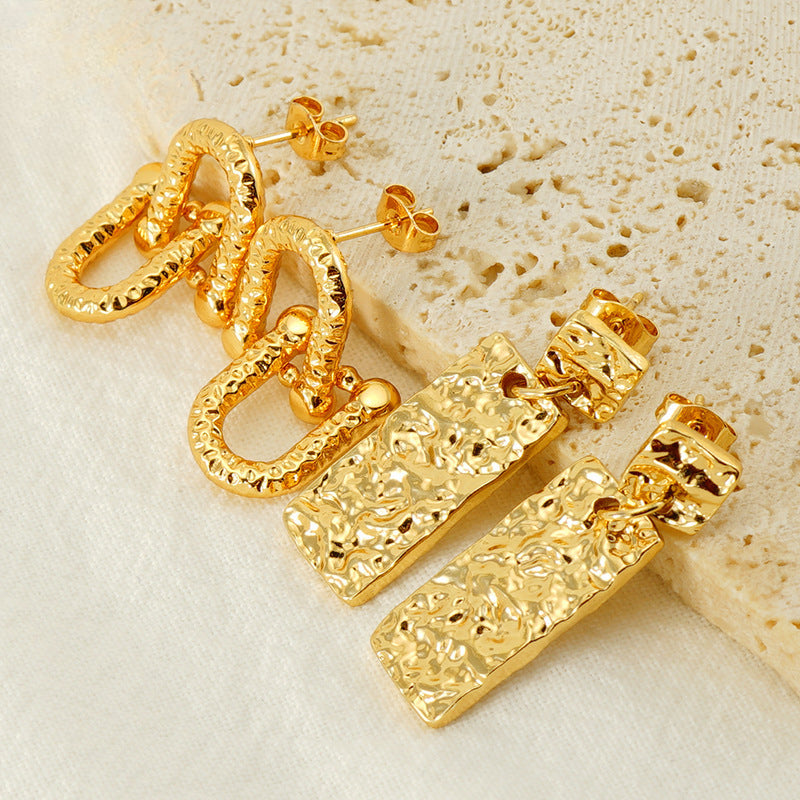 Wholesale Stainless Steel Geometric Interlocking Gold Plated Earrings