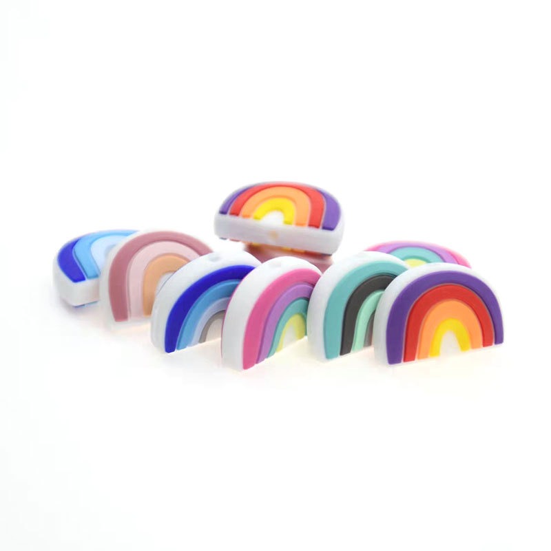 Wholesale 10PCS DIY Rainbow Silicone Beads