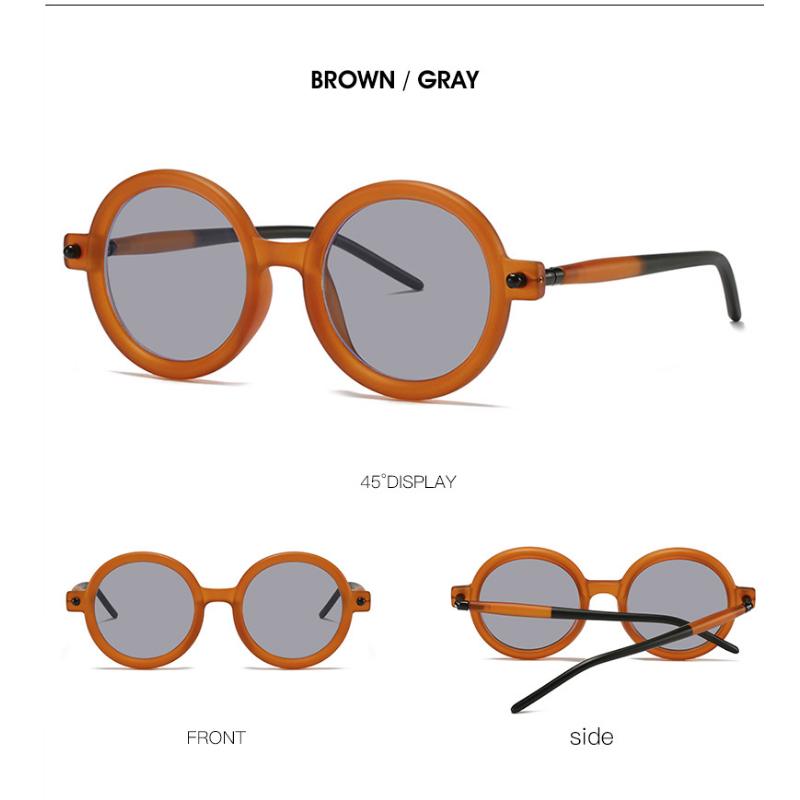 Gafas de sol de PC de marco redondo grande al por mayor