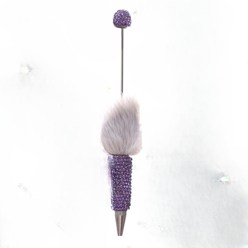 Wholesale Beadable Pens Creative Diy Cute Plush Ball Diamond Ballpoint Pen