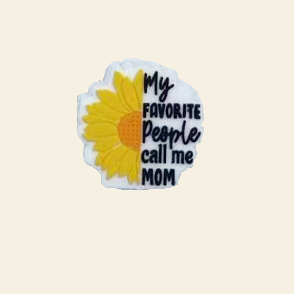 Wholesale 10PCS Mother's Day Sunflower Letters Silicone Cartoon Silicone Beads