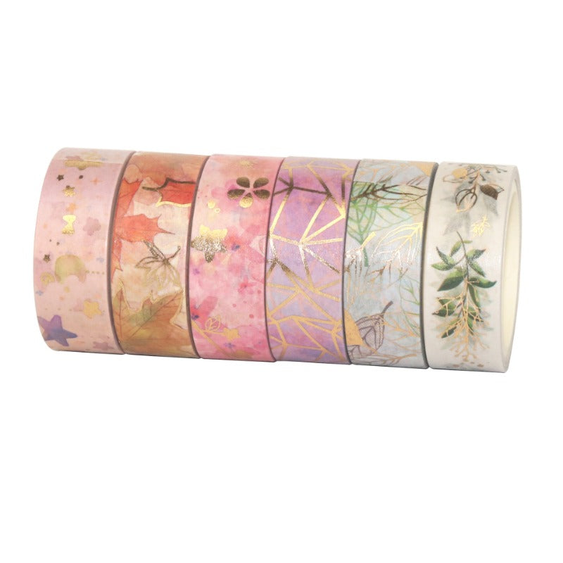 Wholesale 6-roll Set Flower Hot Stamping Tape DIY Hand Account Border Decoration Tape